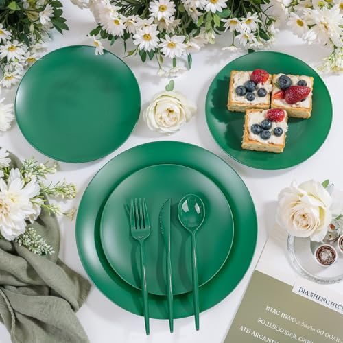 EjonirInjonir 150pcs Heavy Duty Green Disposable Plates for Camping Matte - Image 6