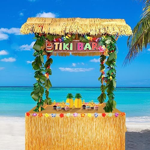 Auihiay 50PCS Tiki Bar Hut Kit, Tiki Hut Hawaiian Decoration Supplies by Auihiay