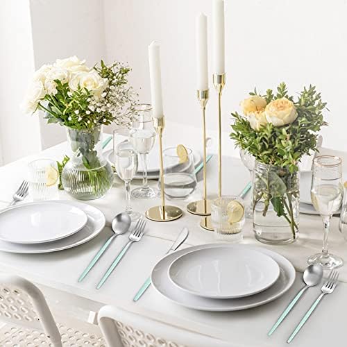 VANVRO Matte Green Silver Silverware Set, 20-Piece Stainless Steel Flatware Set, Satin Finish tableware Cutlery Set, Service for 4, Home and Restaurant, Dishwasher Safe - Image 6