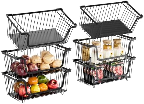 GAOKASE 6 Pcs Stackable Wire Baskets for Pantry Organizers and Storage, by GAOKASE