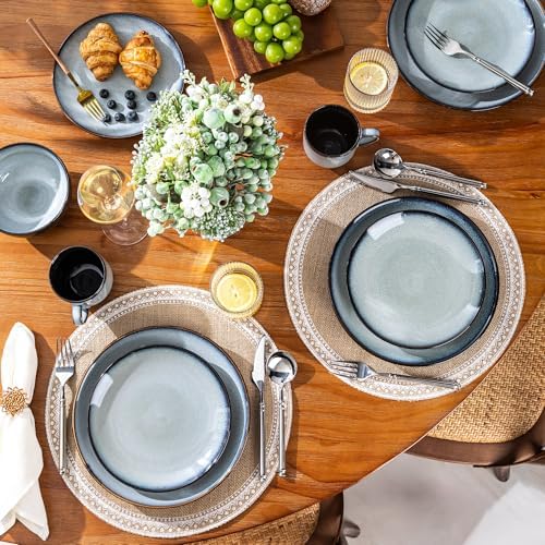 LeRatio Ceramic Dinnerware Sets for 4,16Pcs Porcelain Plates and Bowls Set - Image 6