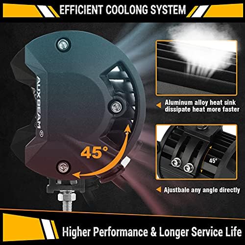 Auxbeam 4" LED Pod Lights & 20" LED Light Bar, Offroad Lighting Kit, 3-Pack - Image 5