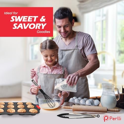 PERLLI Non-Stick 17-Piece Baking Pan Set, BPA-Free Carbon Steel Bakeware Set with Silicone Handles, Stackable Kitchen Oven Set, Cookie Sheet, Baking Tray, Baking Sheet Set, Utensils, Oven Safe (446°F) - Image 6