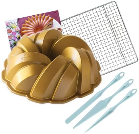 Nordic Ware Braided Bundt Cake Pan - Finishing Tool & Cooling Rack Set by NordicWare