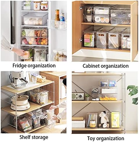Set of 3 Stackable Refrigerator Organizer Bins Pull-Out Drawers for Fruit and Veggies Divided Storage Organizer for Fridge Clear Drawer Containers with Handle for Produce Saver, Eggs, Snack - Image 5
