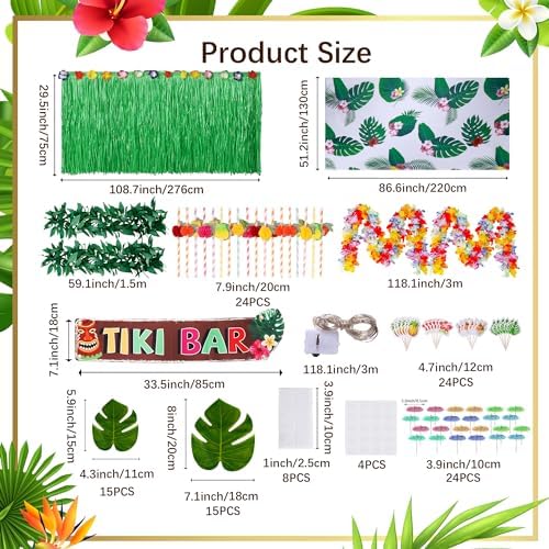 Auihiay 125PCS Tiki Bar Hut Kit, Portable Outdoor Tiki Bar Decor Supplies - Image 3