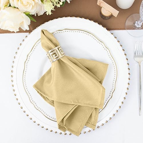 50 pcs 17-Inch Champagne Polyester Table Napkins Reusable Washable Wedding Party Dinner Linens Tableware Supplies - Image 6