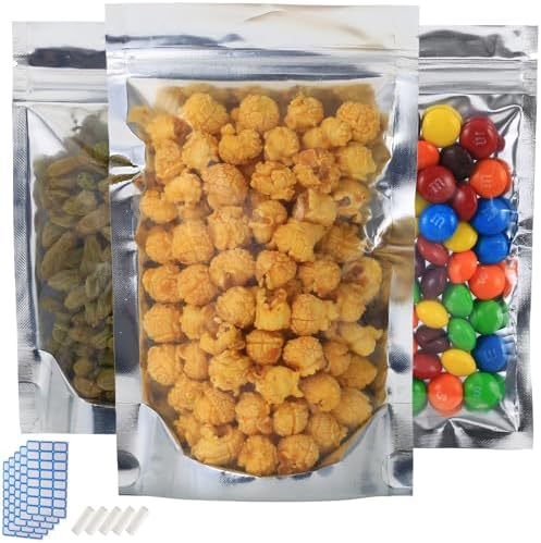 200-Pack Reclosable Small Mylar Bags for Food Storage 8.7" x 11.4" Stand Up Pouch Bags in Bulk Resealable Smell Proof Aluminum Silver Foil Bags with Clear Window by Circloophs