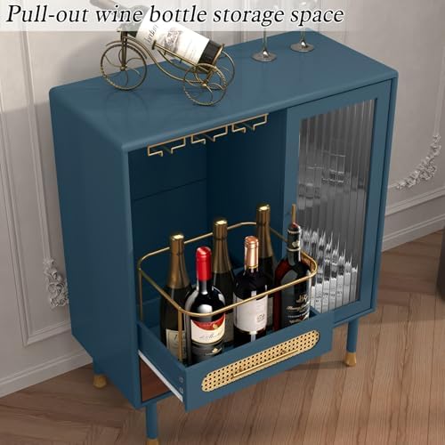 ARTPOWER Modern Coffee Bar Cabinet with Pull-Out Wine Storage, Blue - Image 5