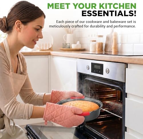 NutriChef 21-Piece Nonstick Cookware Set - PTFE/PFOA/PFOS Free Heat Resistant Lacquer Kitchen Ware Pots Pan w/ Cool-Touch Handles, Saucepan, Fry Pans, Lid, Bakeware, For Gas Electric Ceramic Cooktops - Image 5