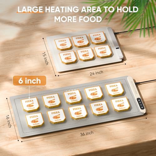 NEWKITCHEN Warming Mat for Food, (XXL 36"x16") Food Warming Mat for Parties Buffet 6 Temp & 6 Hour Settings Upgrade Graphene Fast Full Surface Heating -Versatile Food Warmer for Gatherings, Parties - Image 2