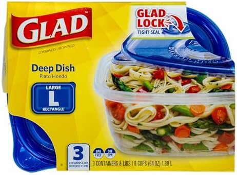 Glad GladWare Deep Dish Food Storage Containers, 64 Oz, 3 Count - Image 3
