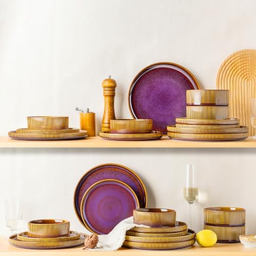 TheTerra Ceramic Dinnerware Set for 4, 16-Piece Plates and Bowls Set - Image 7