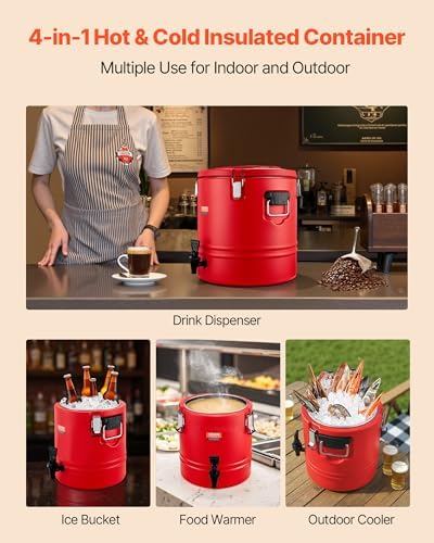 VEVOR Insulated Beverage Dispenser, 8 Gal/30.3L Thermal Hot and Cold Drink Server Dispenser with Spigot, Food-Grade Cooler Jug with 304 Stainless Steel Interior, for Tea Coffee Restaurant Outdoor - Image 5