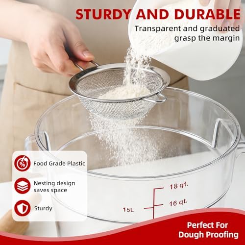 2 Pack Square Food Storage Container With Lid,12-22 Quart Commercial Storage Box With Scale & Handle,Cake Making,Dough Marinating Meat,Kitchen Supplies (Polycarbonate, Round 18 Quart) - Image 5