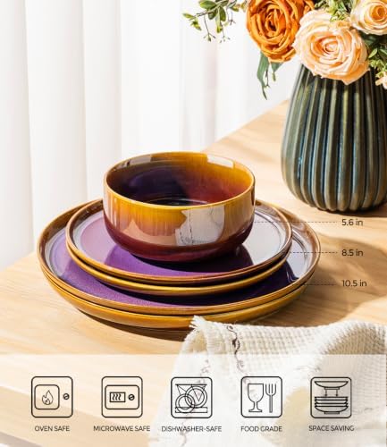 TheTerra Ceramic Dinnerware Set for 4, 12-Piece Plates and Bowls Set - Image 2