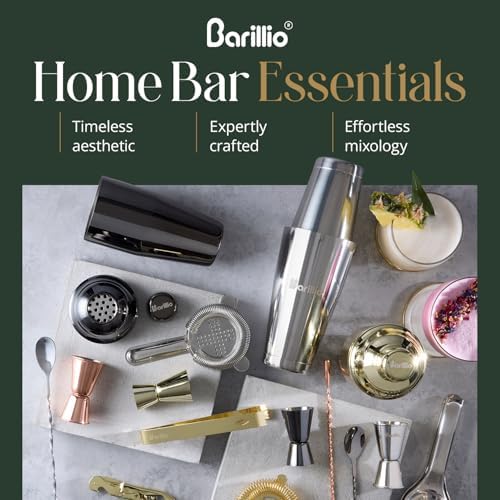 Barillio Silver Bartender Kit - Stainless-Steel Cocktail Shaker Set w/Black Bamboo Stand - Mixology Bar Tools w/Drink Shaker, Mixer & Muddler for Cocktails - Home Bar Accessories - 23-Pc Bar Set - Image 7