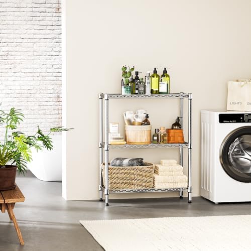 IZEUK 3-Tier Heavy Duty Steel Storage Shelves, Metal Shelf Wire Shelving Rack for Pantry, Kitchen, Home or Office Organization (29.5" W x 13.8" D x 35.5" H, 750LBS, Chrome) - Image 2