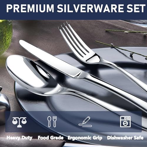 Heavy Duty Silverware Set for 8, Stainless Steel Flatware Cutlery Set - Image 2