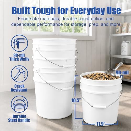 ePackageSupply 3.5 Gallon Bucket, Food-Grade w/Lid, BPA-Free, White, 1 Pack - Image 4