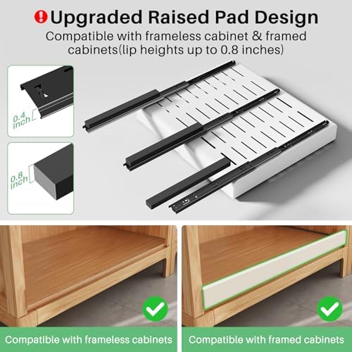 Pull out Cabinet Organizer, Expandable(12"-20") Heavy Duty Slide out Drawers Fixed with Adhesive Nano Film for Pots, Roll out Shelf Storage for Kitchen Base Cabinet, Pantry, Bathroom Cupboard - Image 3