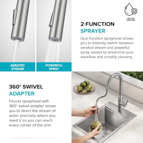 KRAUS Oletto Outdoor Kitchen Faucet T-316 Marine Grade Stainless Steel - Image 3