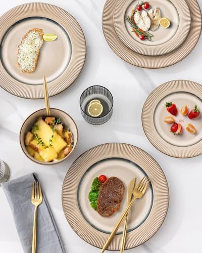GBHOME Ceramic Dinnerware Sets of 6,18 pcs Plates and Bowls Sets Dishes - Image 4