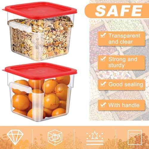 Ziliny 3 Sets 6 Qt Dough Proofing Container with Lid, Red - Image 3