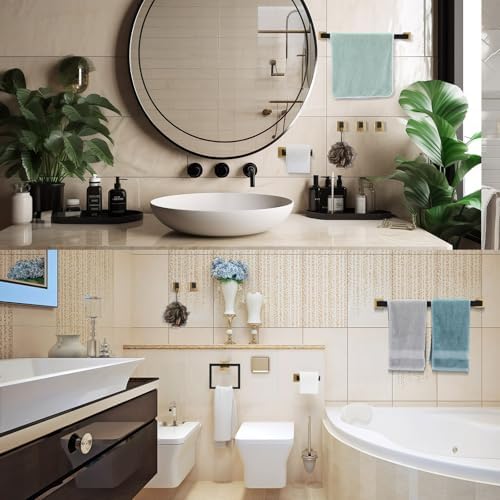 25 Pcs Black Gold Bathroom Hardware Accessories Bath Towel Bar Set - Image 3