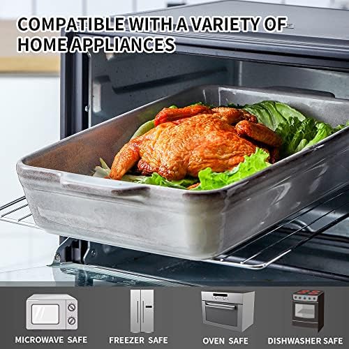 KOOV Bakeware Set, Ceramic Baking Dish Set, Rectangular Casserole Dish Set, Lasagna Pan, Baking Pans Set for Cooking, Cake Dinner, Kitchen, 9 x 13 Inches, Reactive Glaze 3-Piece, Variable Grey - Image 6