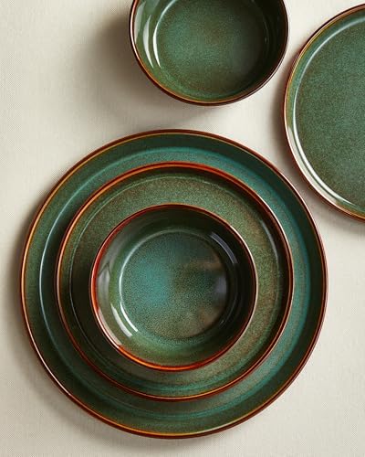 Pokini Ceramic Plates and Bowls Sets for 4, 12pcs Dinnerware Sets, Dish Set - Image 3
