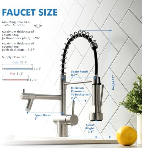 VFAUOSIT Kitchen Faucet with Pull Down Sprayer, Brushed Nickel LED Light - Image 6