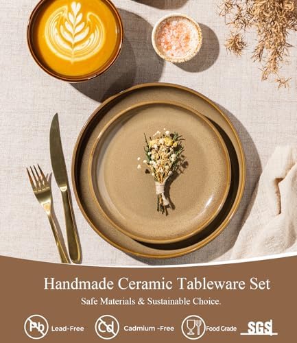 LeRatio Ceramic Dinnerware Sets for 4,12Pcs Porcelain Plates and Bowls Set - Image 3