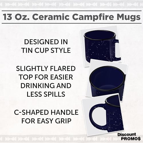 DISCOUNT PROMOS Ceramic Campfire Coffee Mugs 13 oz. Set of 10, Bulk Pack - Perfect for Tea, Espresso, Cappuccino, Hot Cocoa - Blue - Image 3