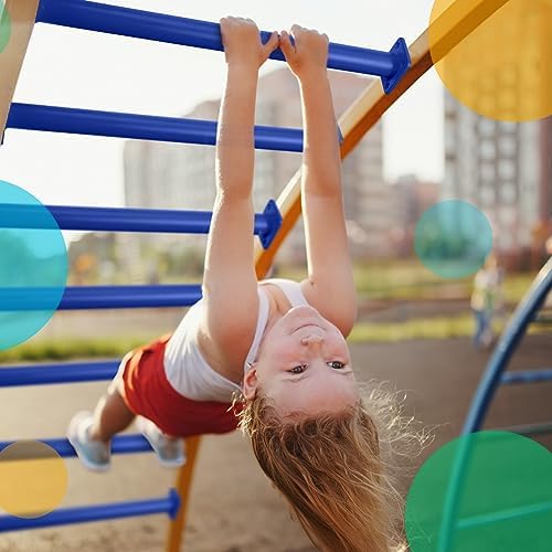Dunzy 12 Pack Monkey Bars Swing Set Accessories Rods Playset Ladder Rungs Hardware Kit Steel Monkey Bar with Screws for Backyard Playground Equipment Mounting Plates(16.5 Inch,Blue) - Image 3