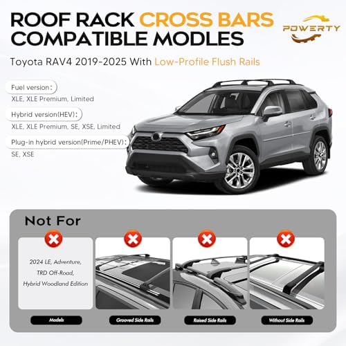 300LBS Roof Rack Cross Bars for 2019-2025 Toyota RAV4 Accessorie - Image 2