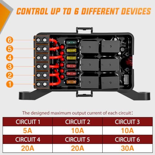 Nilight 6 Gang Switch Panel Red 12V 60A Circuit Control Relay System 4-Mode - Image 7