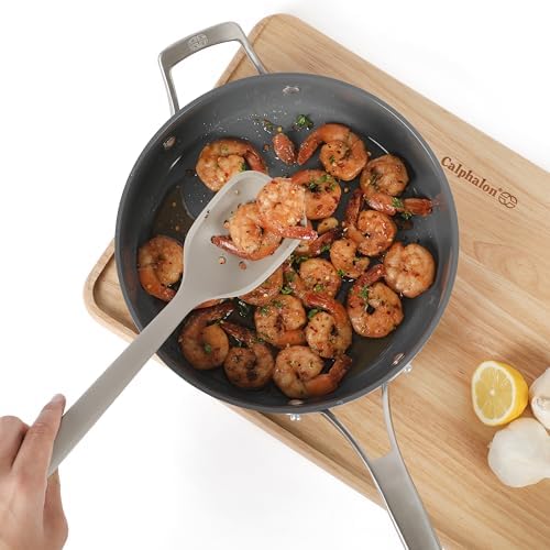 Calphalon Edge 11-Piece Silicone and Stainless Steel Kitchen Tool Set, Kitchen Utensil Set, Heat Resistant Nonstick Safe Kitchen Gadgets with Non-Slip Handle, Durable Kitchen Gadgets (Taupe) - Image 4