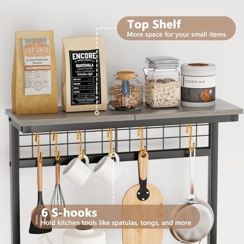 Furologee Kitchen Bakers Rack with Power Outlet, 22-Inch Microwave Stand - Image 6