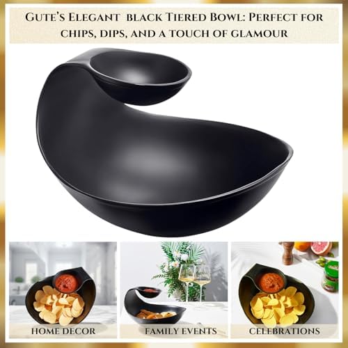 Brass Black Chip and Dip Serving Bowl Brass Tiered Snack, Candy & Salad Bowl Decorative Centerpiece Serving Platter Nuts, Chip & Dip, Salsas, Tray, Serveware Home Decor Gift Entertaining Centerpiece - Image 2