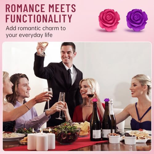2‑Pack Silicone Wine Stoppers, Rose Shaped Bottle Stoppers - Image 5