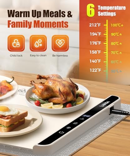 Warming Mat for Food, 26x15 Inch, Off White, Fast Heat, Child Lock - Image 3