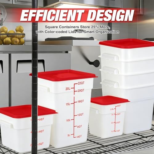 2 Pack Square Food Storage Container With Lid,12-22 Quart Commercial Storage Box With Scale & Handle,Cake Making,Dough Marinating Meat,Kitchen Supplies (Polypropylene, 12 Quart) - Image 6