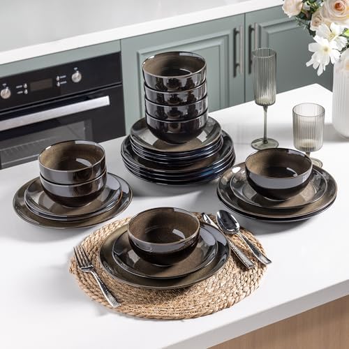 LeRatio Ceramic Dinnerware Sets for 8,24Pcs Porcelain Plates and Bowls Set - Image 7