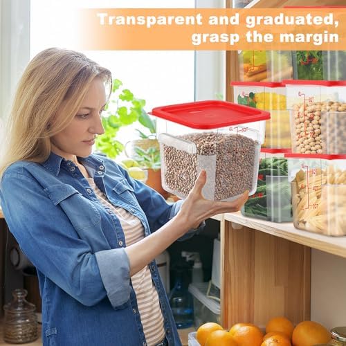 Ziliny 10 Sets 6 Qt Dough Proofing Container with Lid, Red - Image 6