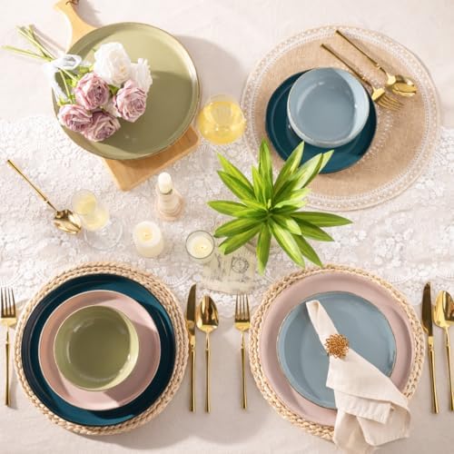 AmorArc Dinnerware Sets for 4, 12 Pieces Ceramic Plates and Bowls Set - Image 7