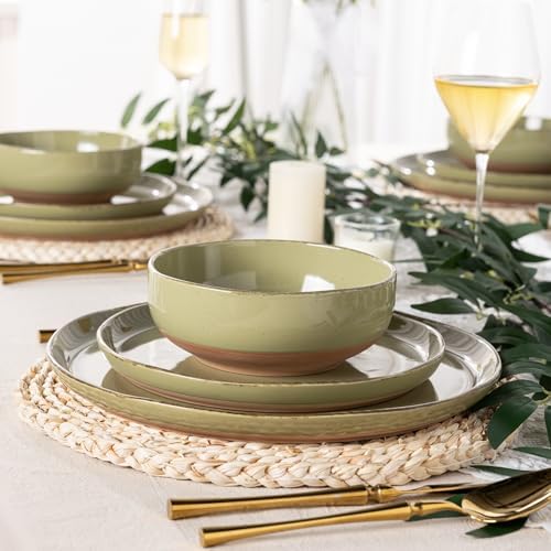 AmorArc Dinnerware Sets for 4, 12 Pieces Ceramic Plates and Bowls Set - Image 4