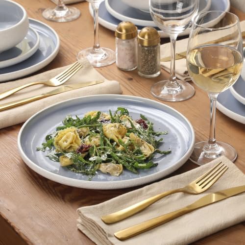 Gibson Elite Pacifco Beach Plates and Bowls Sets, 12-Piece Stoneware Dinnerware Sets, Reactive Glaze Dish Set - Blue - Image 5