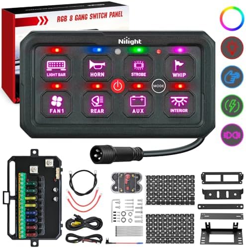 Nilight 8 Gang Switch Panel APP RGB 12V 24V Circuit Control System 4-Mode by Nilight