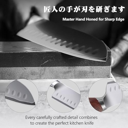 7 In Chef Knife,SHAN ZU 10Cr15Mov High Carbon Stainless Steel Santoku Knife - Image 6